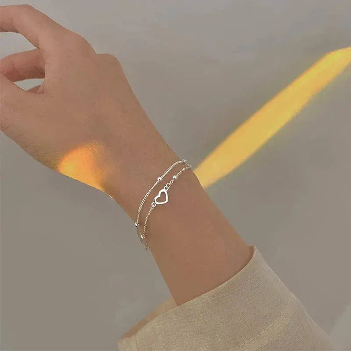 Adjustable Silver Heart Bracelet
