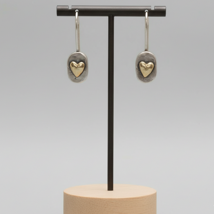 Heart Earrings with silver and gold
