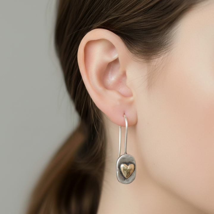 Heart Earrings with silver and gold